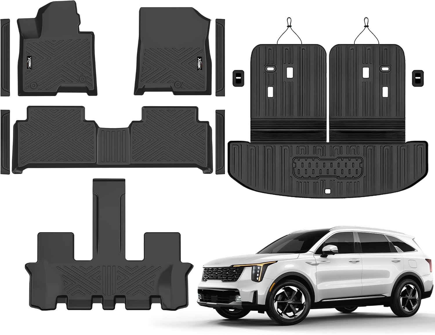 Floor Mats & Trunk Mat with Backrest Mat for 2021-2026 Kia Sorento Hybrid