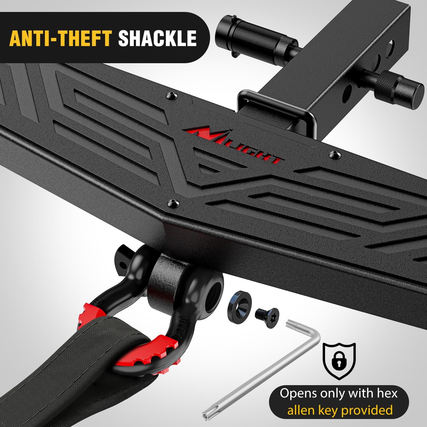Nilight Hitch Step 2" Receiver Universal with Anti-Theft D-Ring Shackle